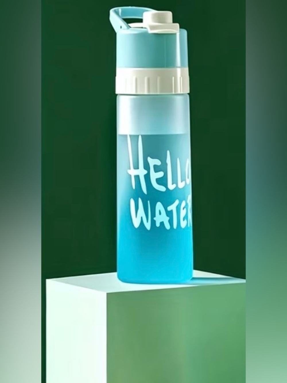 Gradient Color'Hello Water' Water Bottle with Mister 650 ml - Picture 6 of 16